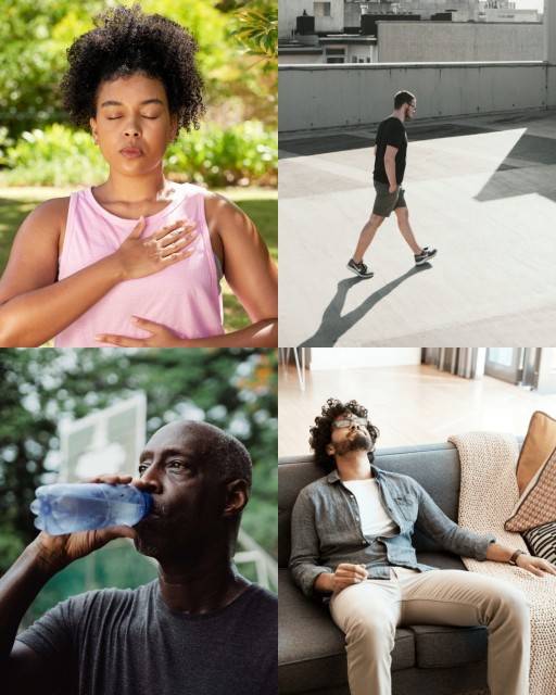 HICH:If your blood pressure suddenly spikes during a stressful situation, what could be a helpful immediate action?