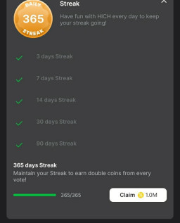 HICH:1 year streak 😁
