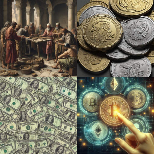 HICH:Evolution of money are the change in form over the period of time from past to future.there are mainly four types of money.which money we use mainly🔽