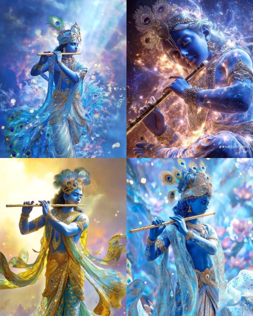 HICH:He who holds the flute, holds the universe.Where there is Krishna, there is victory.