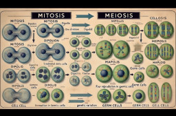 HICH:What are the key differences between mitosis and meiosis, and how do they contribute to growth, development, and reproduction in living organisms?