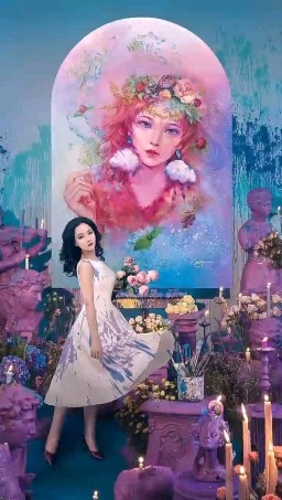 HICH:She express the meaning of art & painting with her own way. Not only talented in creating art but also talented in wasting paint & messing up herself