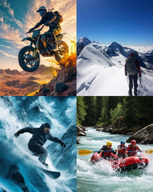 HICH:What exhilarating outdoor adventures are these individuals pursuing across diverse and challenging landscapes?
