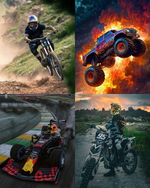 HICH:What exciting off-road adventures, high-speed races, and fiery spectacles are captured in these moments?