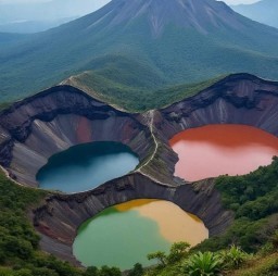HICH:The Mystery of Lake Kelimutu or the Three Colored Lake: Nature’s Tricolour Enigma, a deep turquoise, a rusty red, and a luminous greenish-yellow!!!