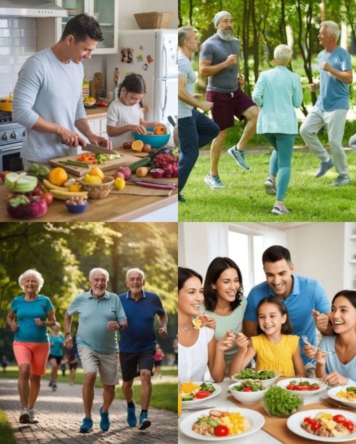 HICH:Which of these images best represents healthy lifestyle choices, from preparing nutritious meals to engaging in regular physical activity?