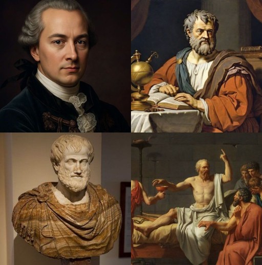 HICH:Here’s a concise yet insightful overview of four great philosophers** and their key ideas: