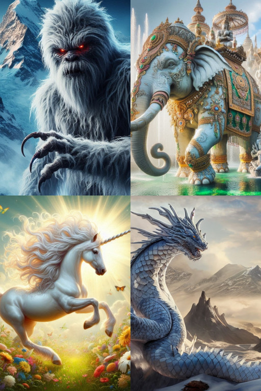 HICH:A Mythical creature is a type of fantasy entity, typically a hybrid, that has not been proven and that is described in myths.👹🦄🐘🐒