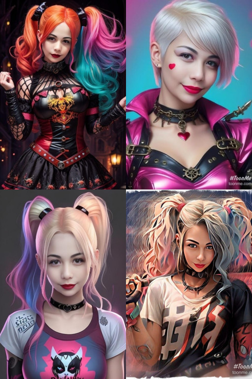 HICH:Though at first she seems sweet, giddy, and girlish, that's just one side of Harley's personality. She's also vicious, violent, and a fierce fighter.