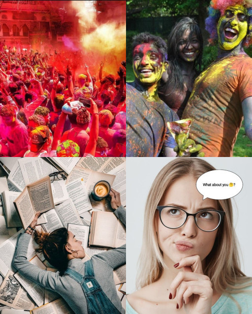 HICH:Pick you're types 😜 
Happy Holi all HICH Users 🎆🥰