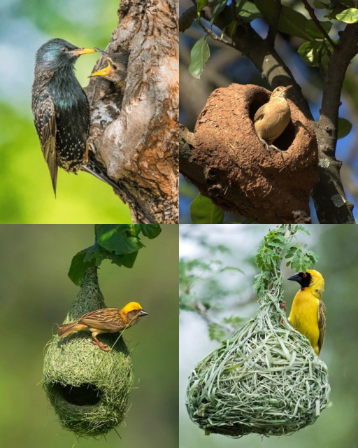 HICH:I have shown pictures of four types of bird cages of different species of birds. What kind of bird's nest is beautiful here ?🪺🪺🪺🪺🪺🪺