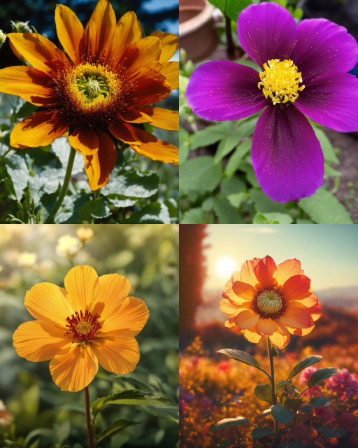 HICH:a big beautiful unrealistic grown-up flower alone on the valley, a lot of sun light, analog, camera, detailed composition